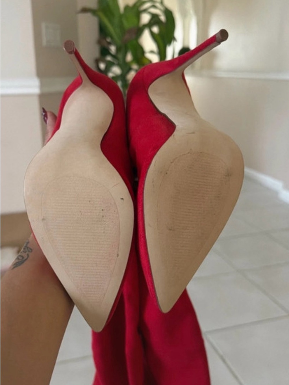 Steve Madden new Women's Red Thigh-High Stiletto Boots - Picture 4 of 5